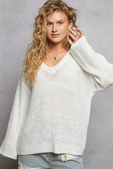 POL Oversized V-Neck Knit Top