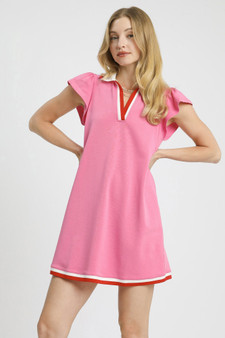 Umgee Contrast Trim Cap Sleeve Mini Dress