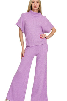 Zenana Sweater Mock Neck Top & Long Pants Set