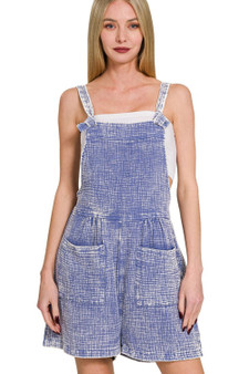 Zenana Woven Double Gauze Acid Washed Romper