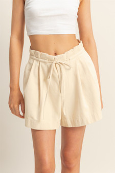 HYFVE High-Waisted Washed Twill Paperbag Shorts