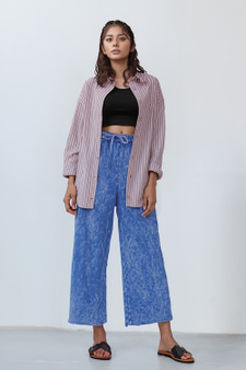 Zenana Washed French Terry Palazzo with Pockets