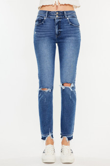 Kancan High Rise Distressed Slim Straight Jeans