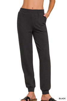 Zenana Cotton Slub Jogger Pants