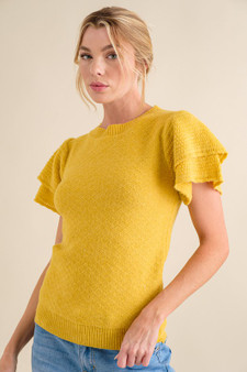 And The Why Double Layered Ruffle Sleeves Sweater Top