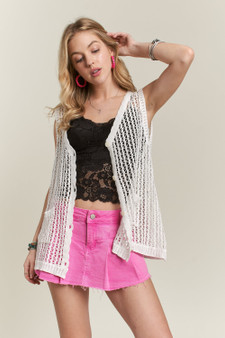 ADORA Button Down Crochet Vest Top