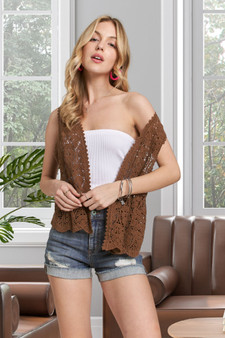ADORA Crochet Vest With Scallop Hem