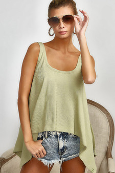 BiBi High and Low Flare Knit Tank Top
