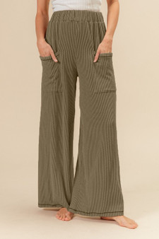 BiBi 2tone Cord Rib Waist Band Side Pocket Pants