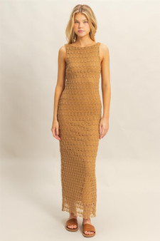HYFVE Sleeveless Crochet Open Back Maxi Dress