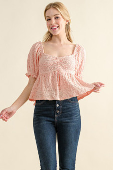 And The Why Lovely Textured and Smocked Top