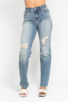 Judy Blue Full Size High Waist Distressed Dad Jean Plus Size