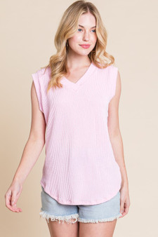 BOMBOM Rib Knit V-Neck Tank