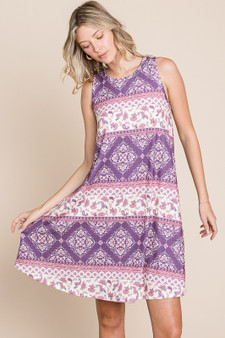 BOMBOM Bohemian Print Sleeveless Dress