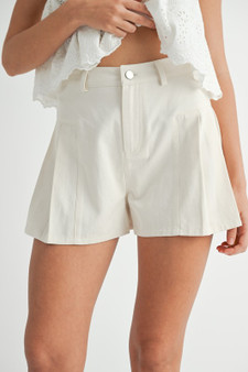 MABLE Pleated High Waist Twill Shorts