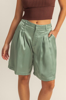 HYFVE High-Waist Pleated Satin Shorts