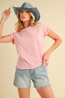 Aemi + Co Lettuce Edge Round Neck Short Sleeve T-Shirt