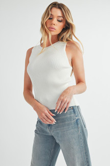 Aemi + Co Ribbed Round Neck Knit Tank
