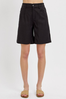RISEN High Rise Pleated Front Shorts