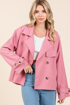Mittoshop Double Breasted Long Sleeve Trench Coat Jacket