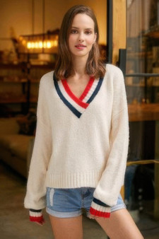 Overlap V Neck Sweater