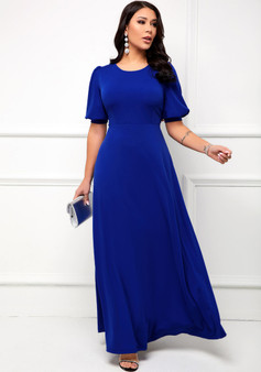 Sexy Fashion Solid Round Neck Short Sleeve Women'S Maxi Dress