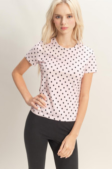 Polka Dot Short Sleeve Crew Neck Top