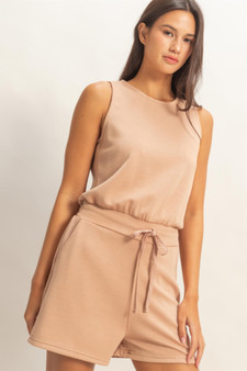 Drawstring Waist Sleeveless Romper​​​​