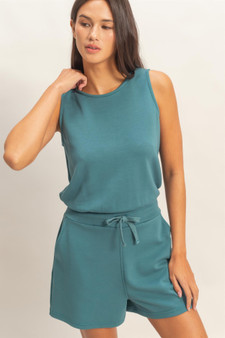 Drawstring Waist Sleeveless Romper​​​​​