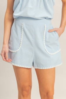 Scallop Trim High-Waisted Shorts​​​