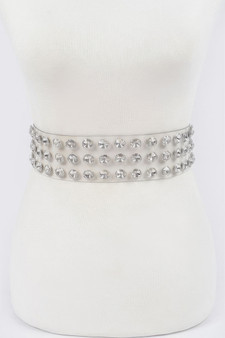 Multi Large Stone Clear Waist Belt