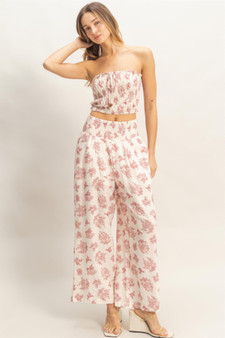 Smocked Tube Top & Wide-Leg Pants Set​​