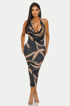 Fierce Stroke Halter Midi Dress​