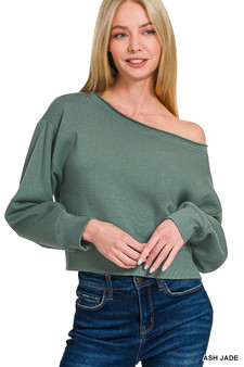 Zenana Fleece Boat-neck Sweatshirt