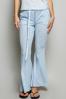 POL Drawstring Textured Ribbed Knit Pants