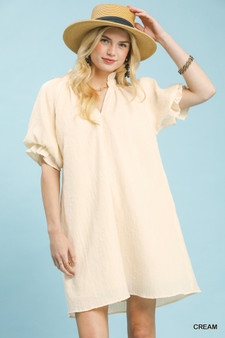 Umgee Linen Blend Ruffle Dress