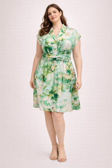 Plus Size Floral Waist Tie Shirt Dress​​