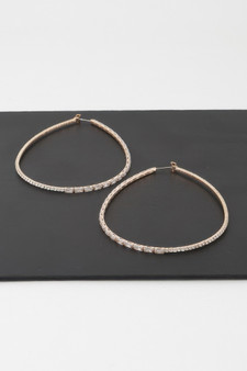 Large Rhinestone Oval Hoop Earrings