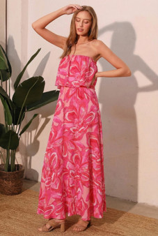 Chasing Petals Strapless Maxi Dress​