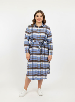 Button Front Midi Shirt Dress With Self Tie Belt​