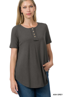 Zenana Short Sleeve Button Down Top