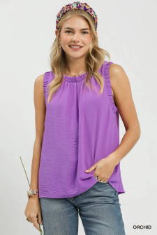 Umgee Ruffle Neck Sleeveless Top