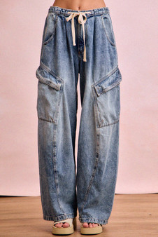 BiBi Baggy Barrel Jeans With Cargo Pockets