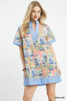Umgee Mix Abstract Print Mini Dress