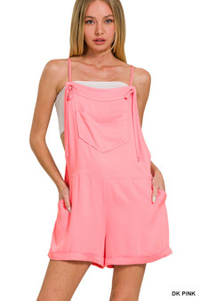 Zenana Rayon Woven Romper With Tie Knot Strap