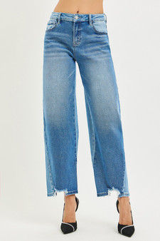 RISEN Full Size Slouchy Cropped Barrel Jeans with Contrast Wash Plus Size