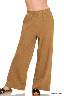 Zenana Cotton Slub Wide Leg Pants