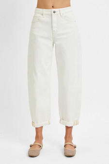RISEN Full Size High Rise Barrel Cropped Jeans Plus Size