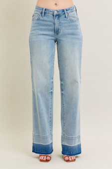 Judy Blue Full Size Mr Release Hem Wide Leg Jeans Plus Size