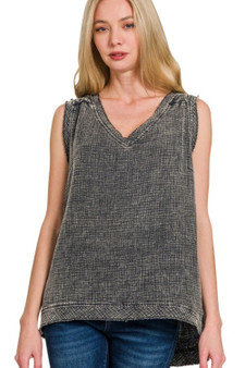 Zenana Double Gauze Raw Edge Acid Washed Tank